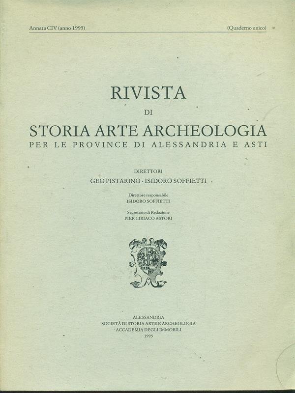 rivista di storia arte archeologia per le province di Alessandria …