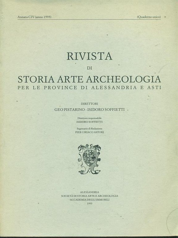 rivista di storia arte archeologia per le province di Alessandria e Asti