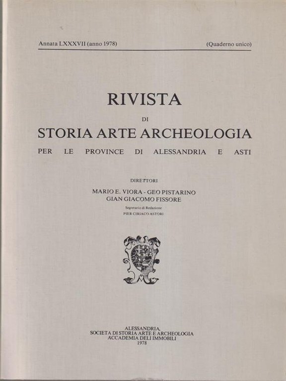 Rivista di storia, arte, archeologia per le province di Alessandria …