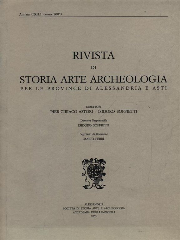 Rivista di storia arte archeologia per le province di Alessandria …