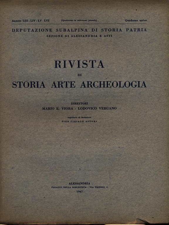 Rivista di storia arte archeologia per le province di Alessandria …