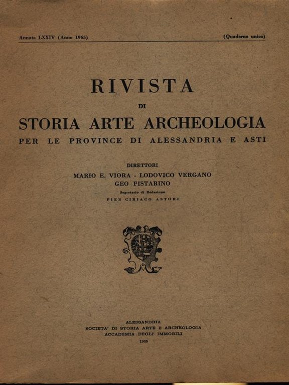 Rivista di storia arte archeologia per le province di Alessandria …
