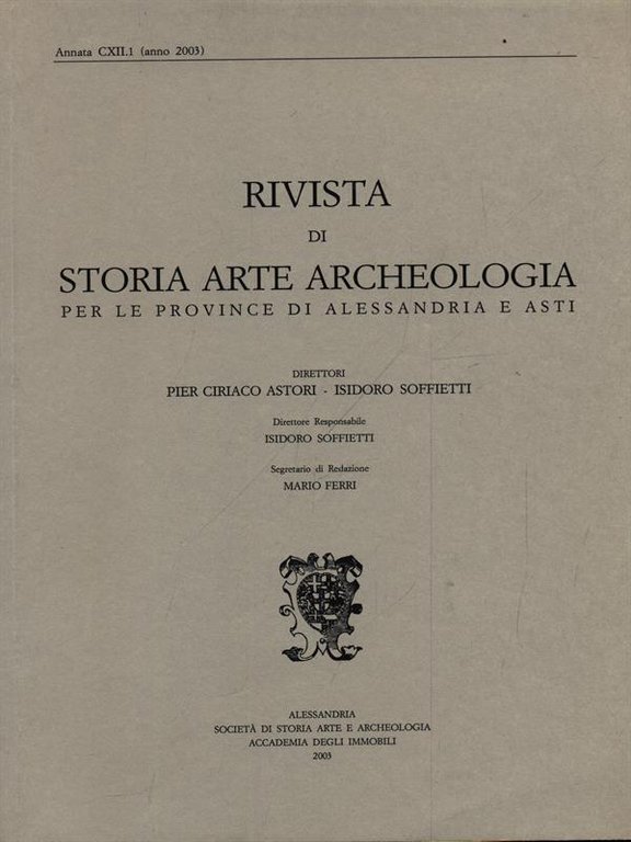 Rivista di storia arte archeologia per le province di Alessandria …