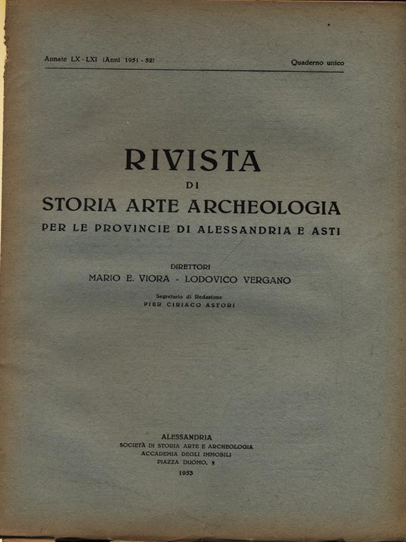 Rivista di storia arte archeologia per le province di Alessandria …
