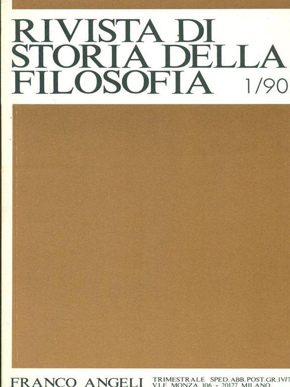 Rivista di storia della filosofia 1/90