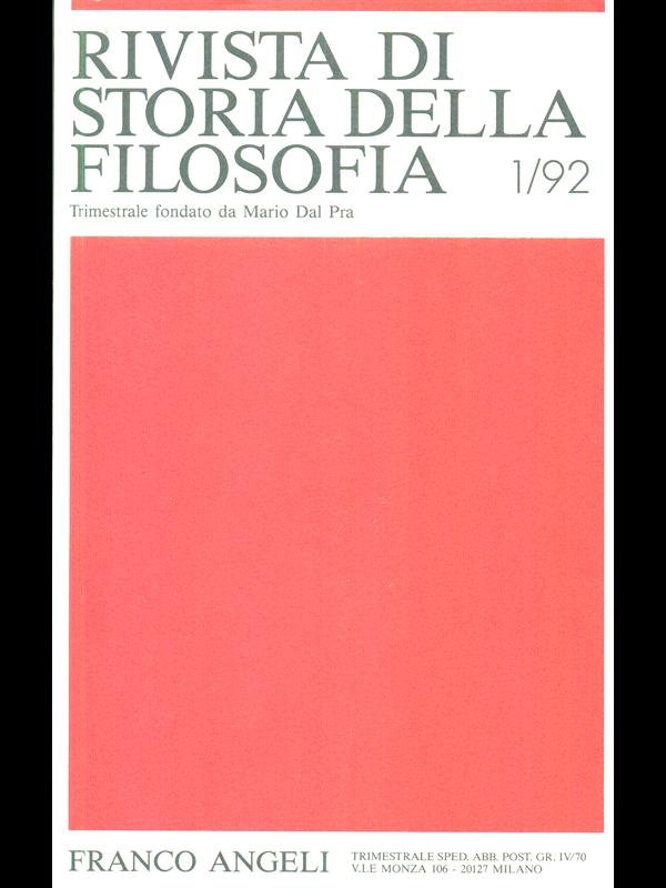 Rivista di storia della filosofia 1/92