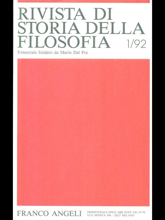 Rivista di storia della filosofia 1/92