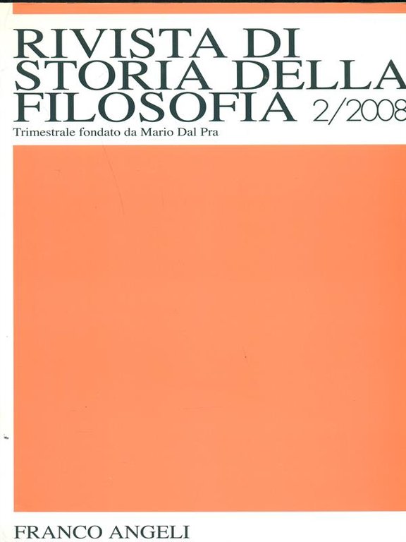 Rivista di storia della filosofia 2/2008