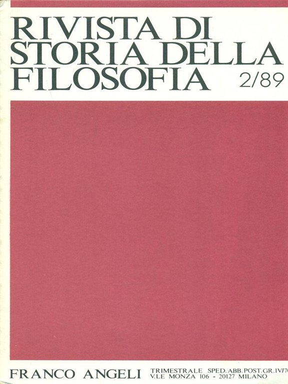 Rivista di storia della filosofia 2/89