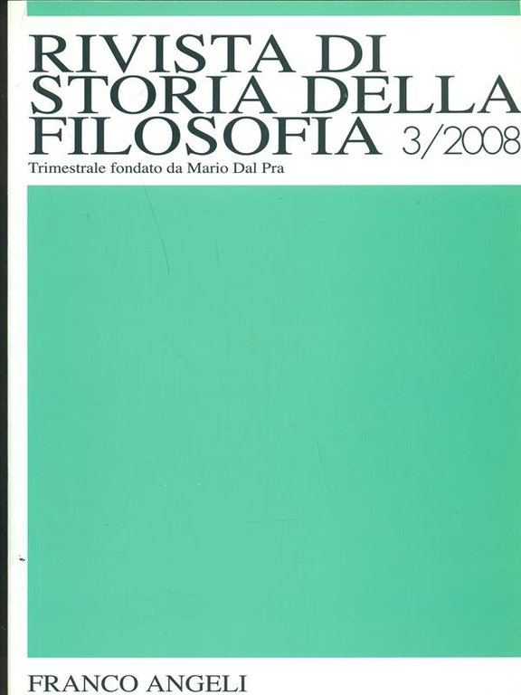 Rivista di storia della filosofia 3/2008