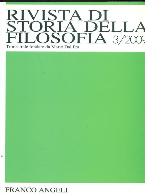 Rivista di storia della filosofia 3/2009