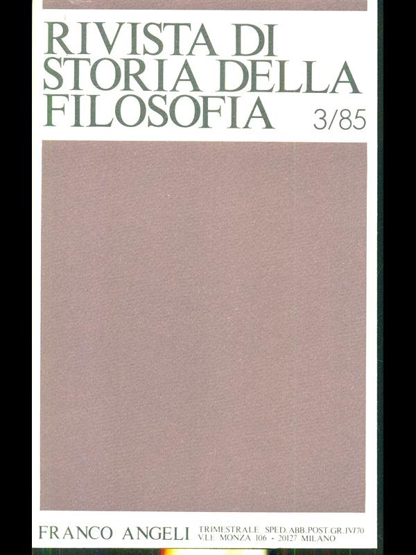 Rivista di storia della filosofia 3/85