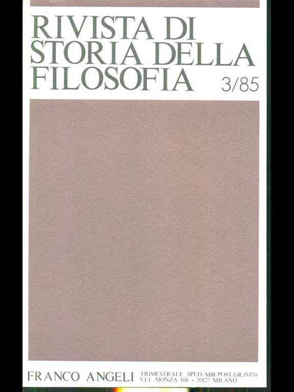 Rivista di storia della filosofia 3/85