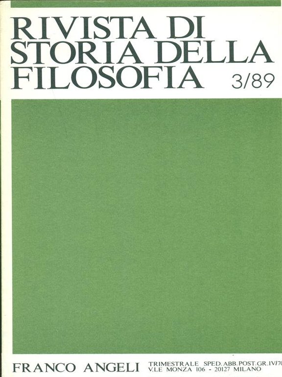Rivista di storia della filosofia 3/89