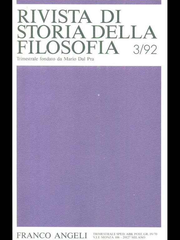 Rivista di storia della filosofia 3/92