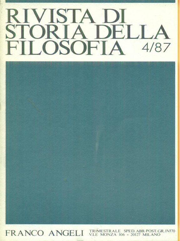 Rivista di storia della filosofia 4/87