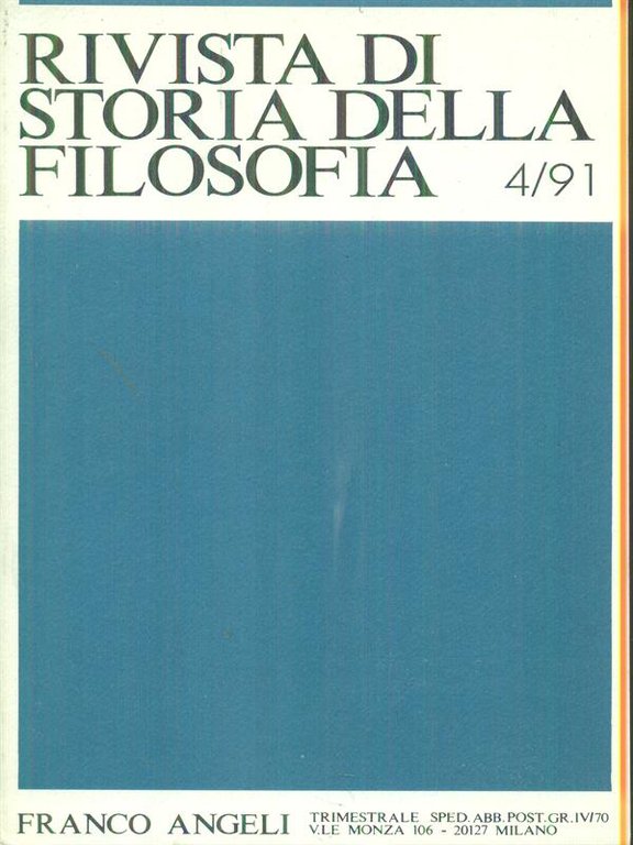 Rivista di storia della filosofia 4/91