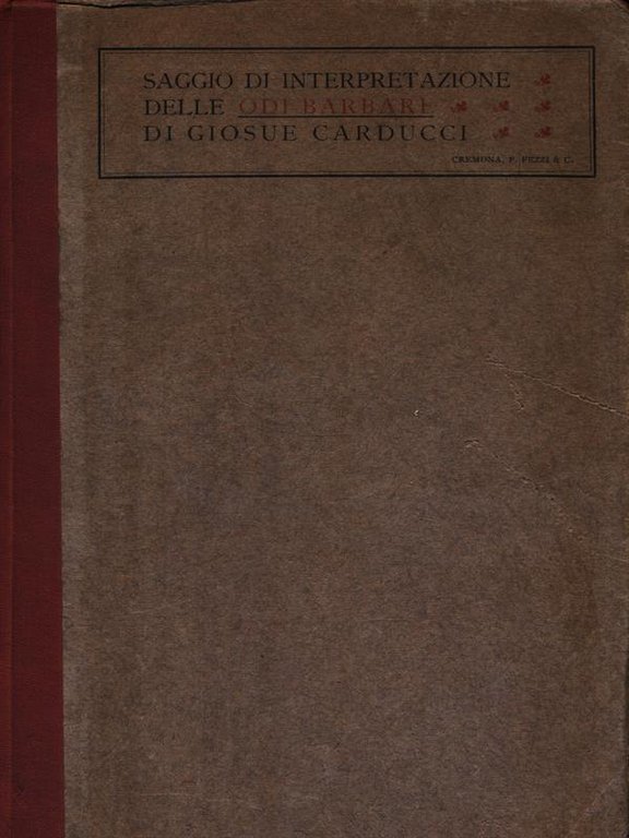 Saggio di interpretazione delle Odi Barbare di Giosue' Carducci