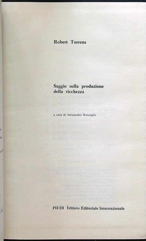 Saggio sulla produzione della ricchezza