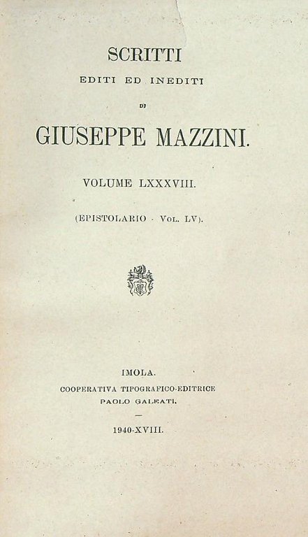 Scritti editi ed inediti di Giuseppe Mazzini Vol LXXXVIII