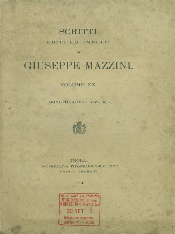Scritti editi ed inediti di Giuseppe Mazzini vol. XX