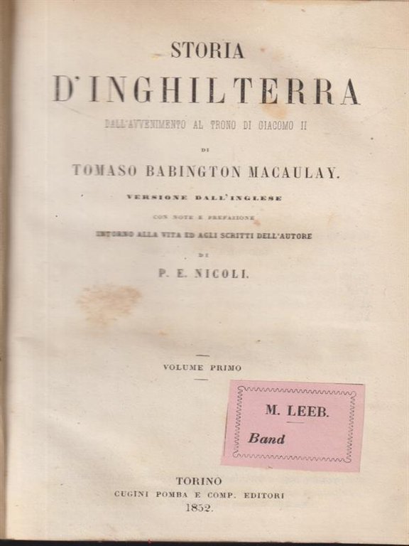 Storia d'Inghilterra (8 vv in 5 tomi)