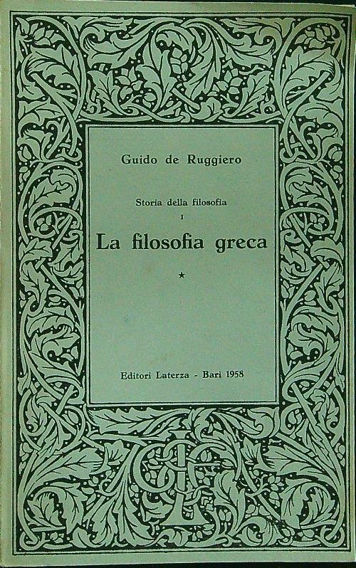 Storia della filosofia I - La Filosofia greca I