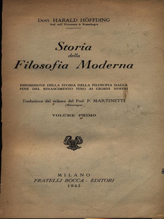 Storia della filosofia moderna 2vv