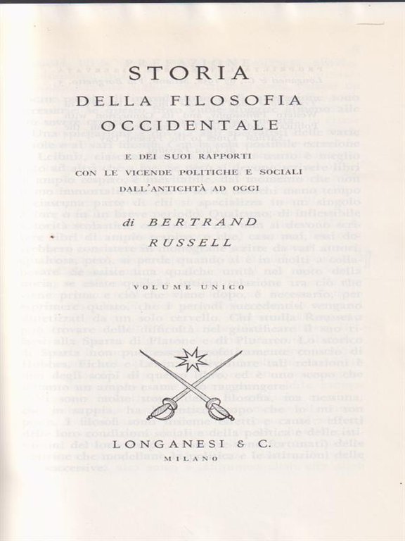Storia della filosofia occidentale Volume unico