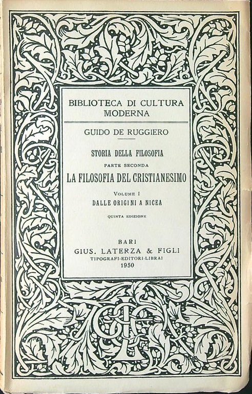 Storia della filosofia parte II. La filosofia del cristianesimo vol. I