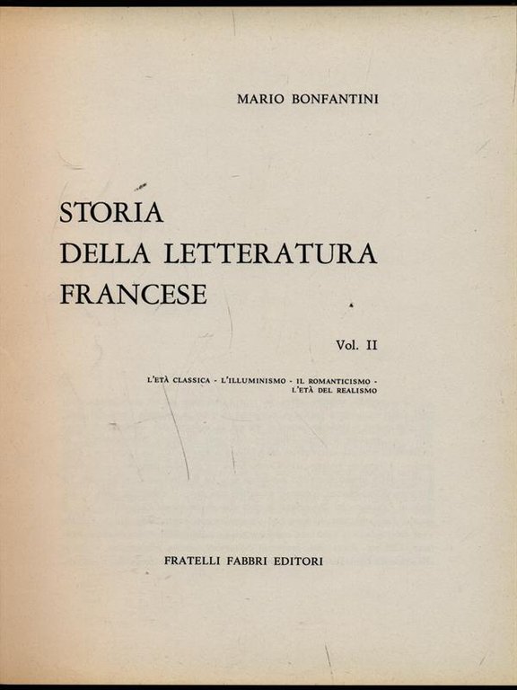 Storia della letteratura francese vol. II