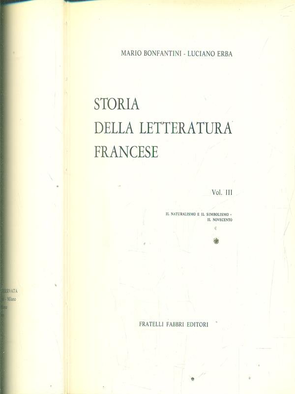 Storia della letteratura francese vol III