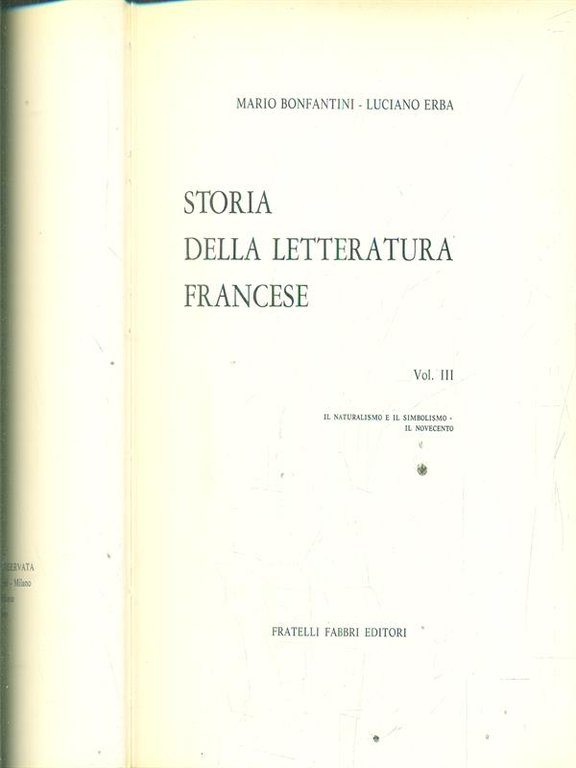 Storia della letteratura francese vol III 