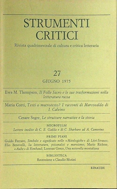 Strumenti critici 27 giugno 1975 | Immagine principale