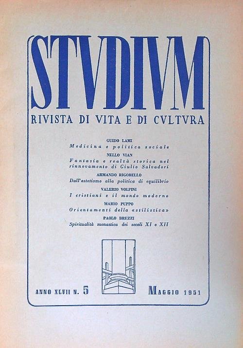 Studium. Anno XLVII n. 5/ Maggio 1951