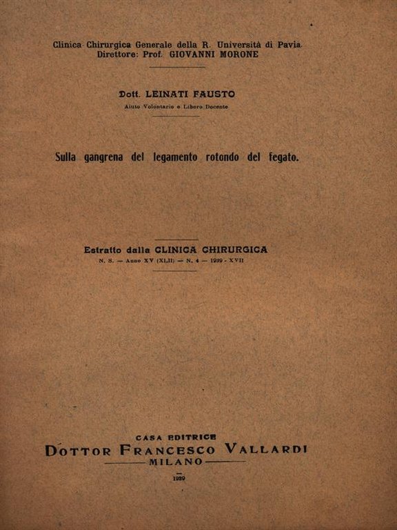 Sulla gangrena del legamento rotondo del fegato - Estratto