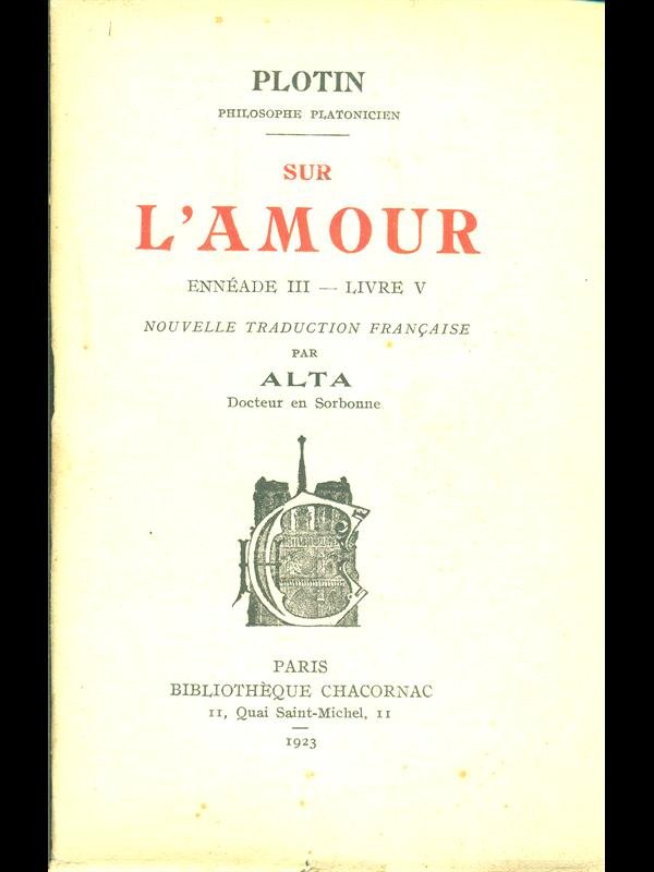 Sur l'amour enneade III- Livre V