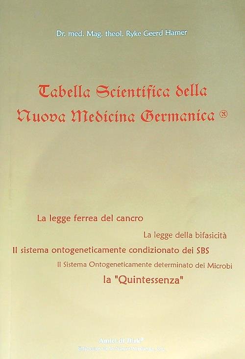 Tabella scientifica della nuova medicina germanica