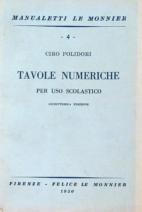 Tavole numeriche per uso scolastico