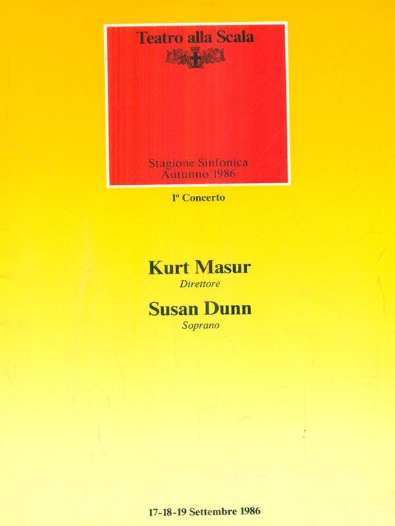 Teatro alla scala autunno 1986 / 1 concerto