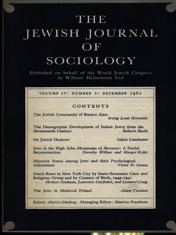 The jewish journal of sociology n. 2/december 1962