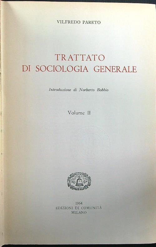 Trattato di sociologia generale volume II