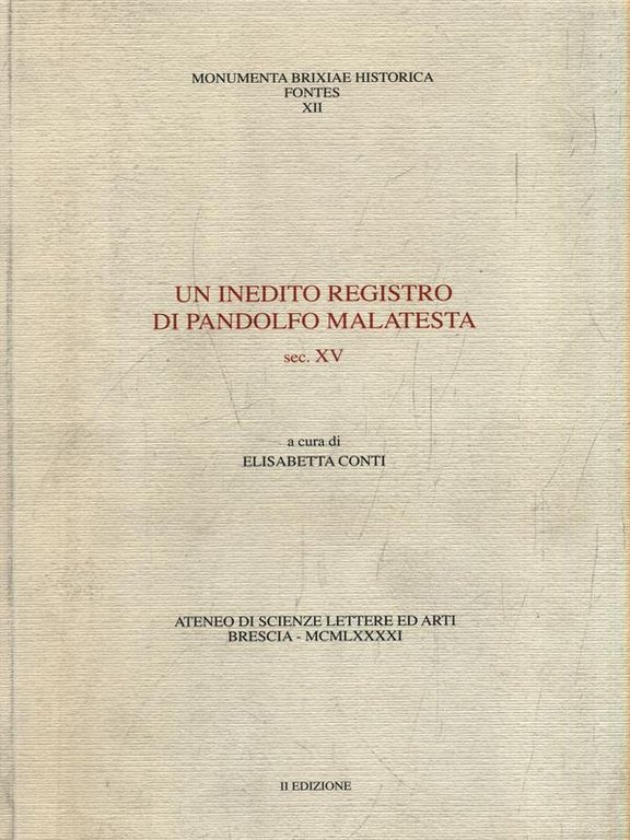 Un inedito registro di Pandolfo Malatesta sec. XV
