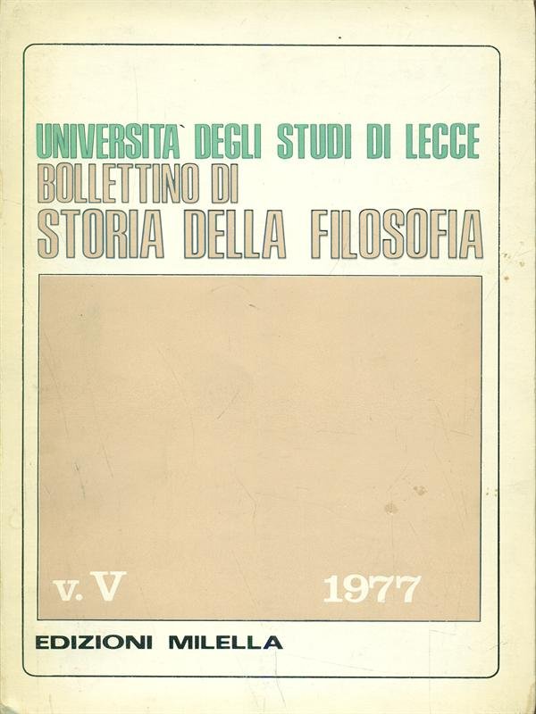 Universita degli studi di lecce bollettino di storia della filosofia …