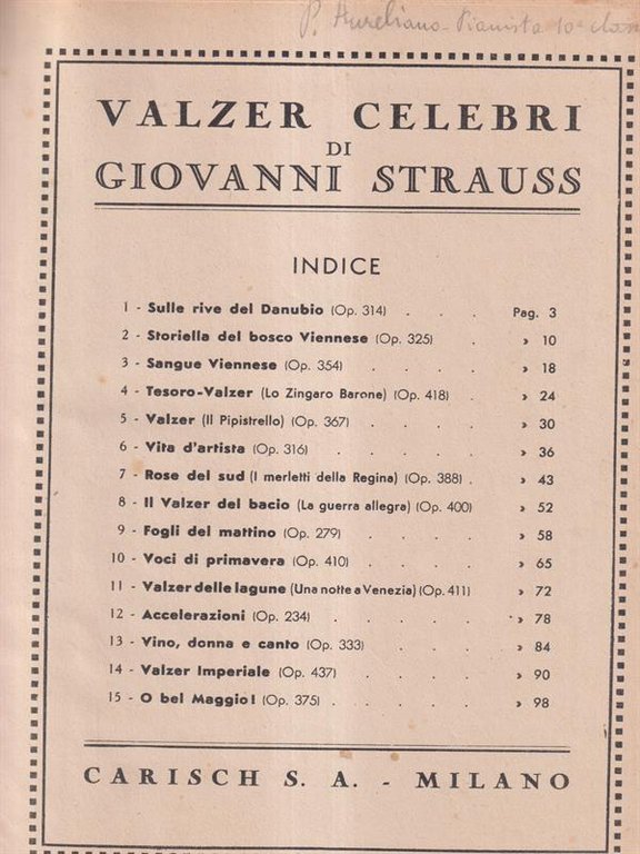Valzer Celebri di Giovanni Strauss