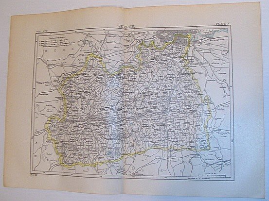 Map of Surrey, England - Circa 1902