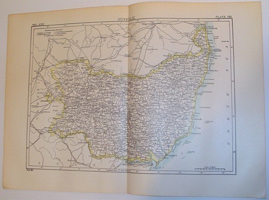 Map of Suffolk, England - Circa 1902