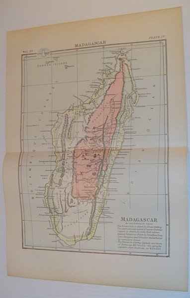 Colour Map of Madagascar - Unexplored Territories Indicated: Circa 1902