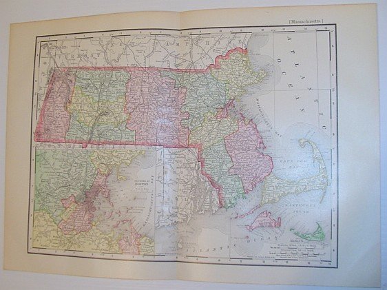 Rand McNally & Co.'s 1901 Colour State Map of Massachusetts