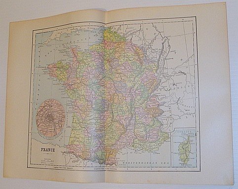 Colour Map of France - Circa 1902
